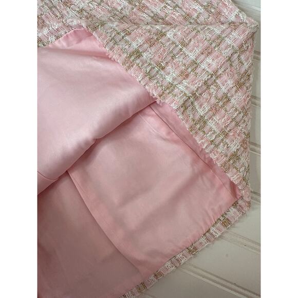 NWT Rumored Wiggy Dress Pink Shimmer Tweed Squared Neck Bodycon Size 10 - Picture 7 of 8